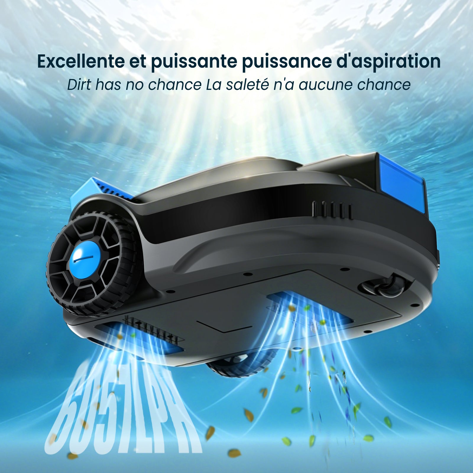 Système de double brosse performant de l'aspirateur de piscine AIRROBO CP02 pour débris tenaces.