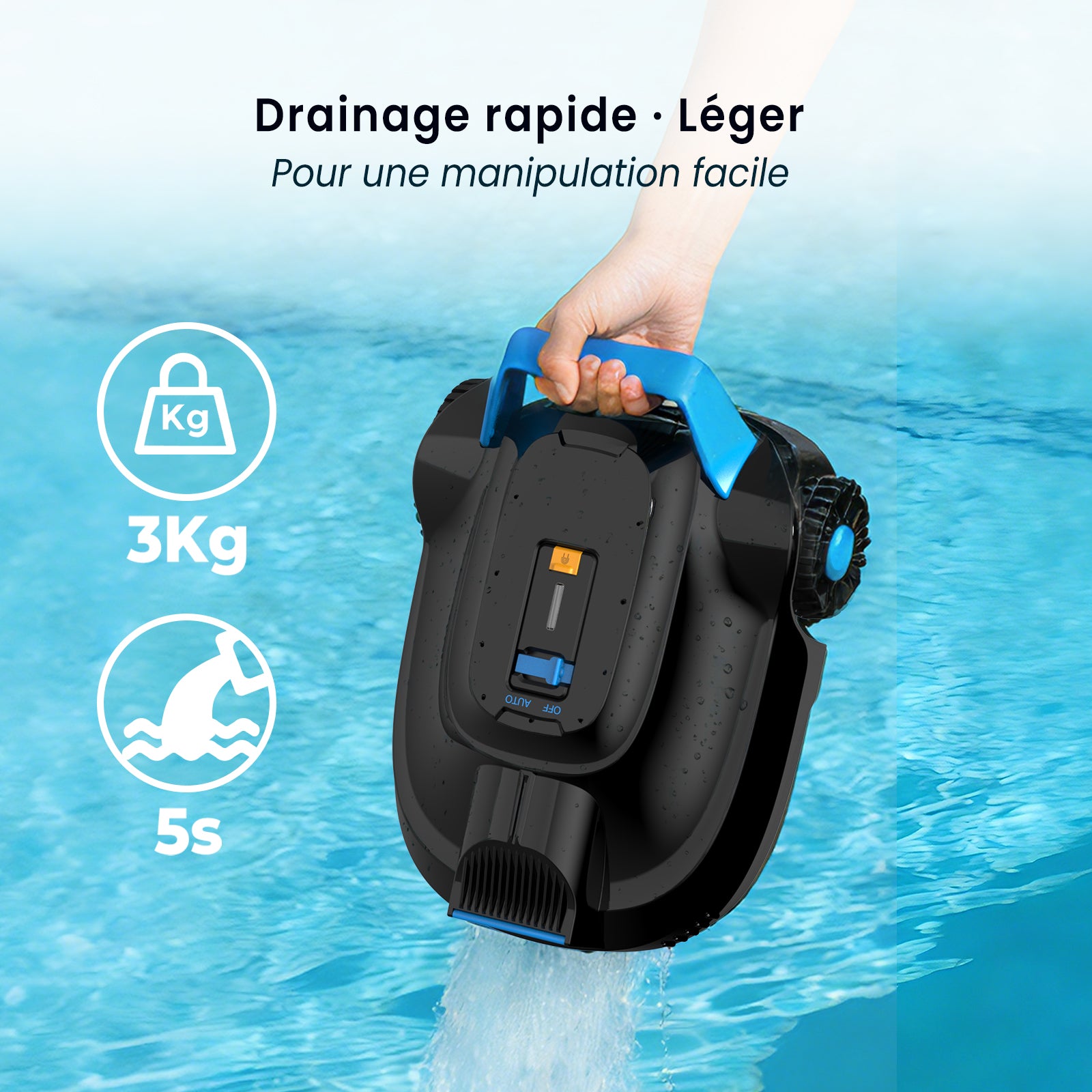 Indicateur de batterie et stationnement automatique intelligent du robot AIRROBO CP02.