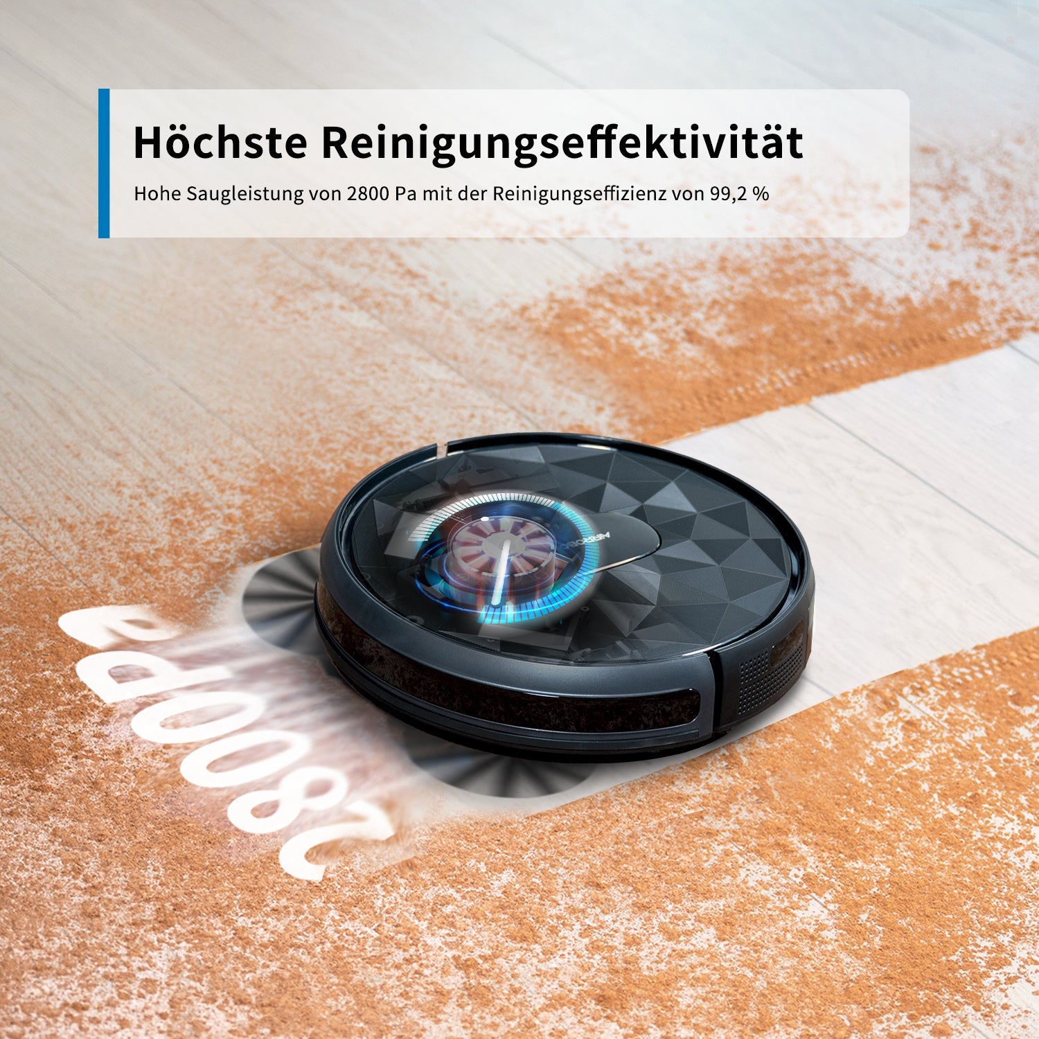 AIRROBO P20  Staubsauger Roboter bietet mit 2800 Pa Saugleistung eine Reinigungseffizienz von 99,2 % - AIRROBO DE