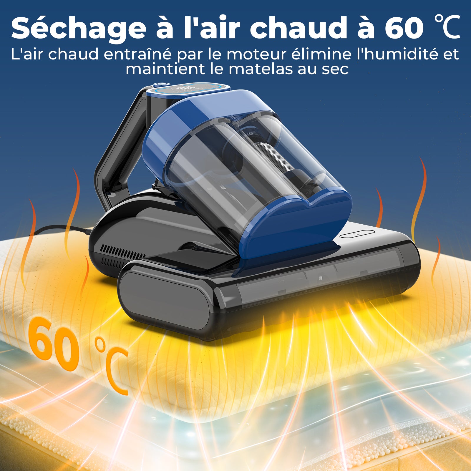 AIRROBO VM20 Aspirateur pour matelas avec séchage à air chaud et nettoyage profond UV