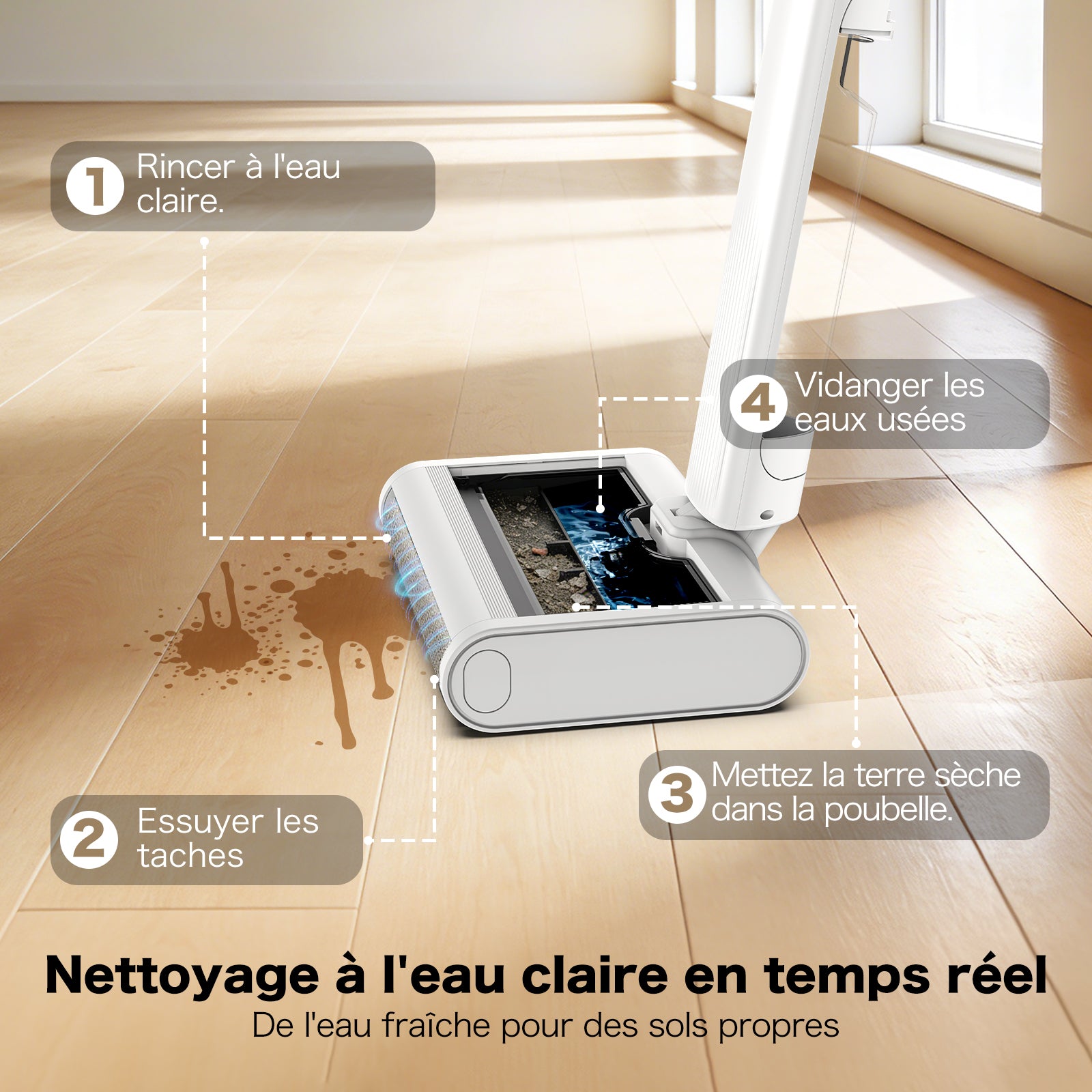 AIRROBO FC10 - Nettoyeur électrique sans fil ultra-léger
