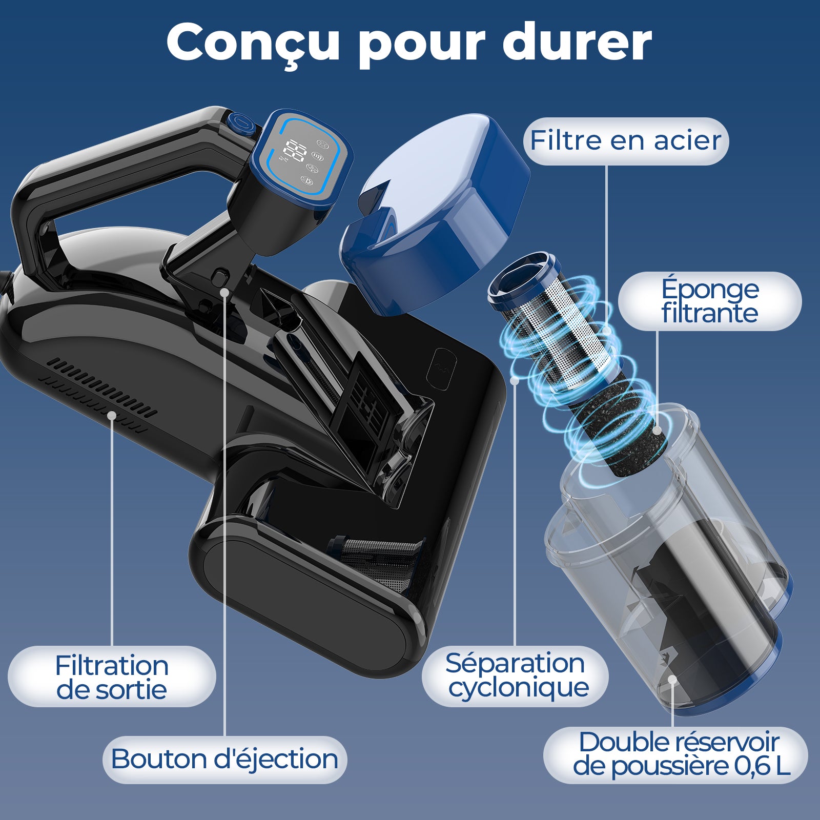AIRROBO VM20 Aspirateur pour matelas avec séchage à air chaud et nettoyage profond UV
