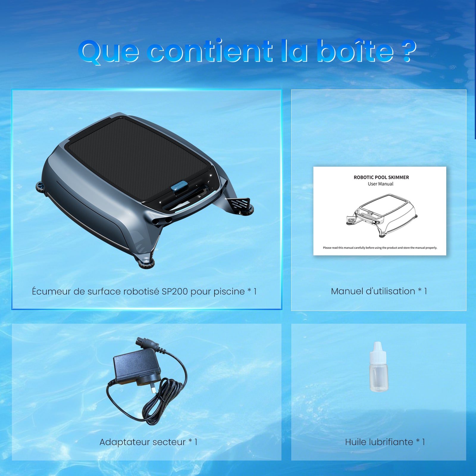 AIRROBO SP200 Nettoyeur de surface de piscine robotisé 4‑en‑1 automatique à énergie solaire