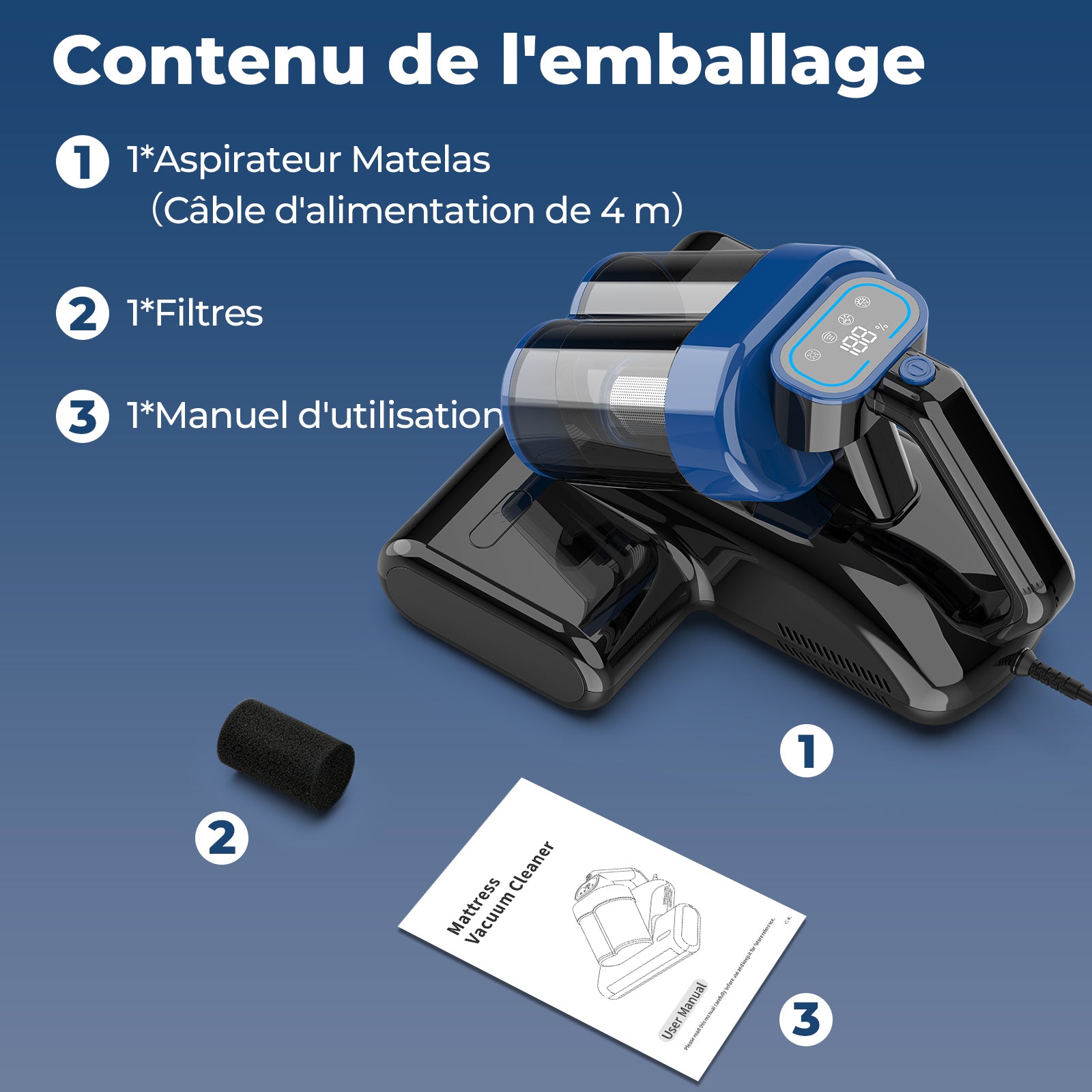 AIRROBO VM20 Aspirateur pour matelas avec séchage à air chaud et nettoyage profond UV